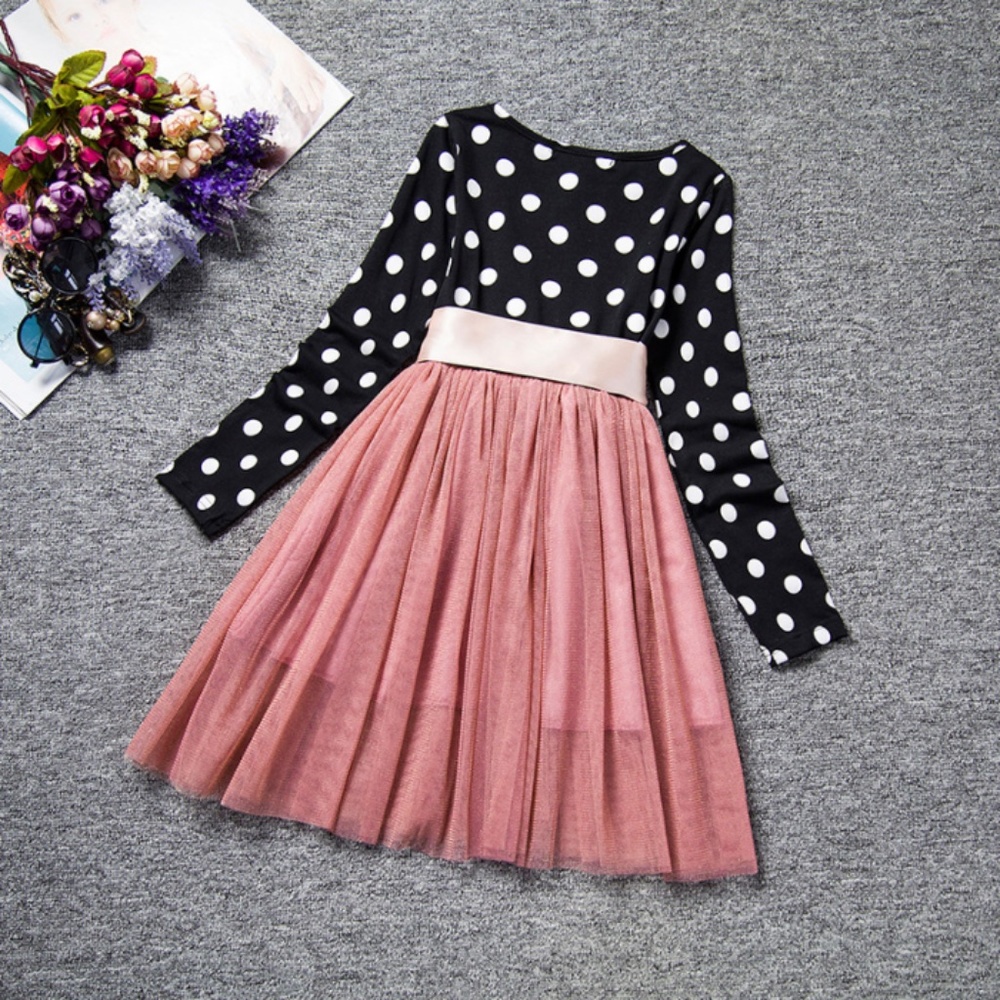 NWT Girl Long Sleeve Princess Dress Polka Dot Sz 8 - Picture 2 of 5